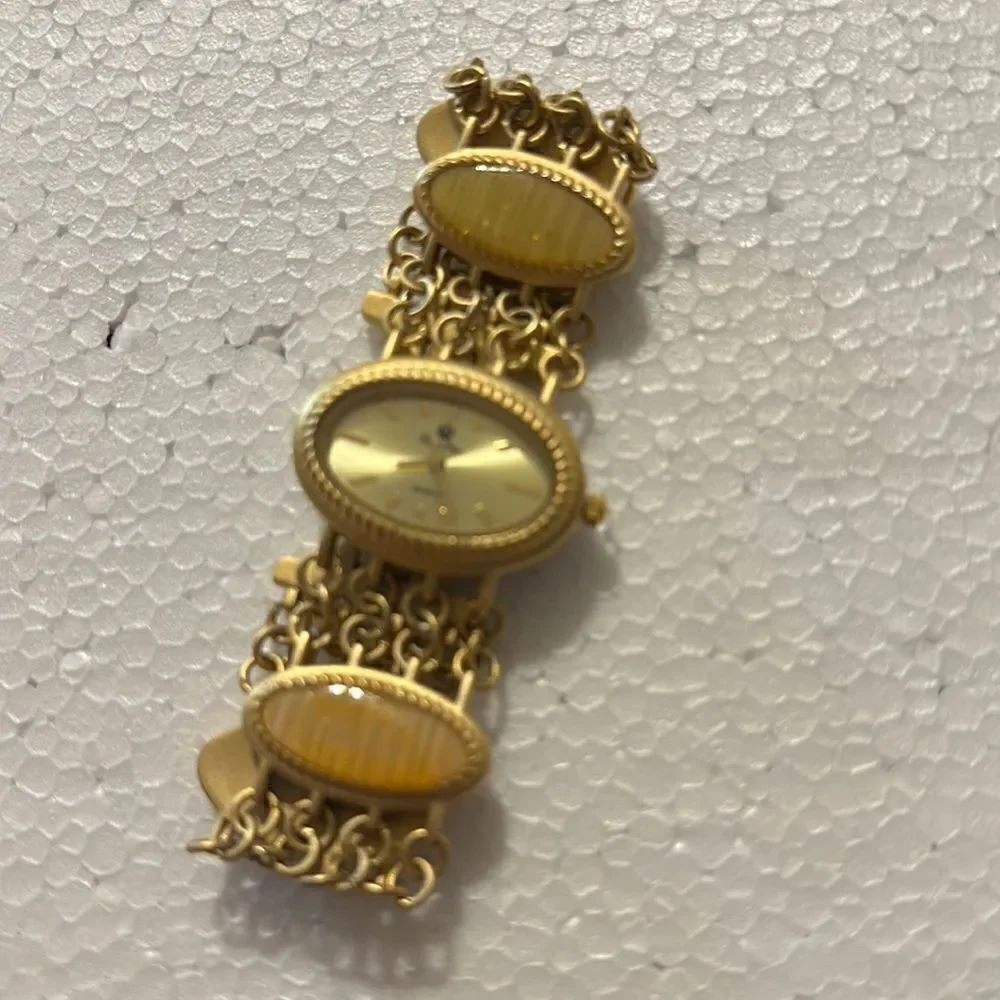 Premier Designs Metro Gold Enamel Women's Bracelet Watch